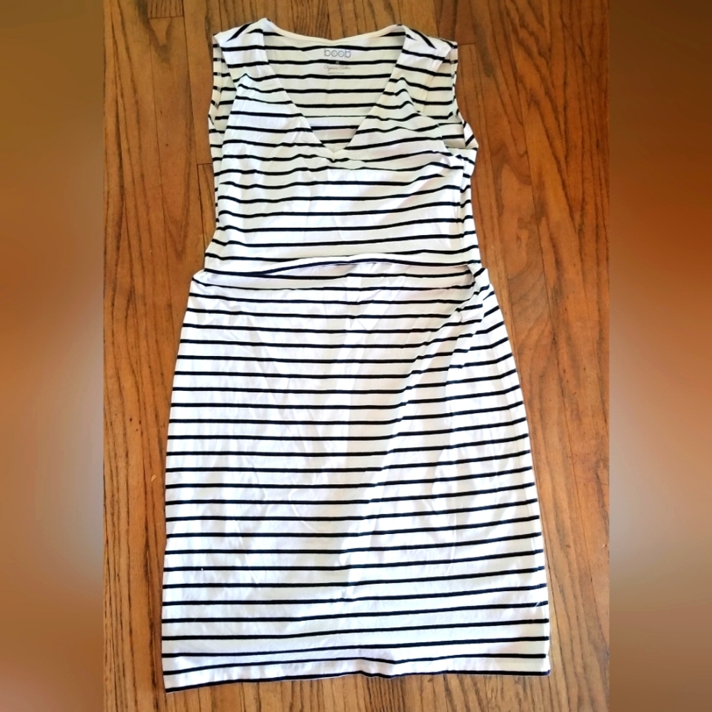 BOOB Design Sleeveless Striped Nursing Dress